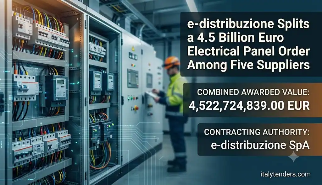 e-distribuzione Splits a 4.5 Billion Euro Electrical Panel Order Among Five Suppliers