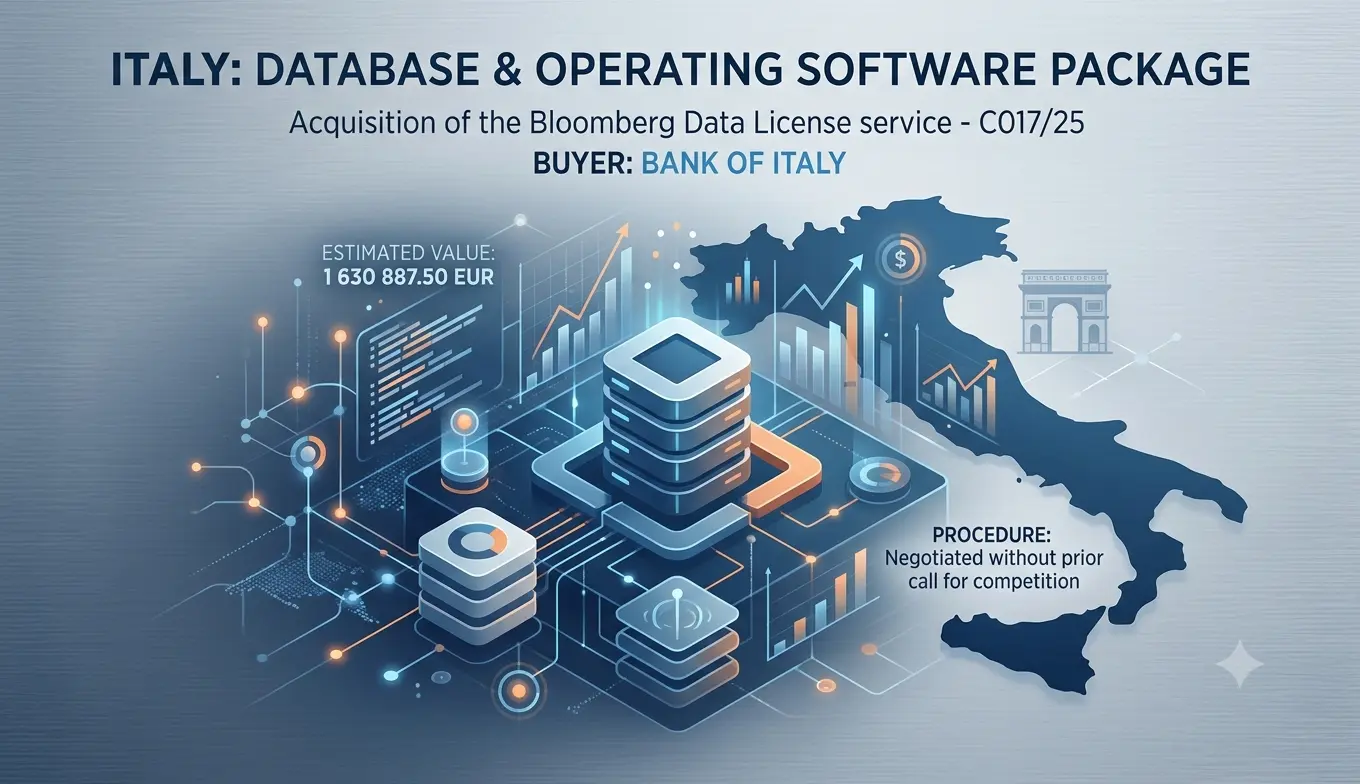 Banca d’Italia Awards EUR 1.63 Million Bloomberg Data License Contract to Bloomberg Finance L.P.
