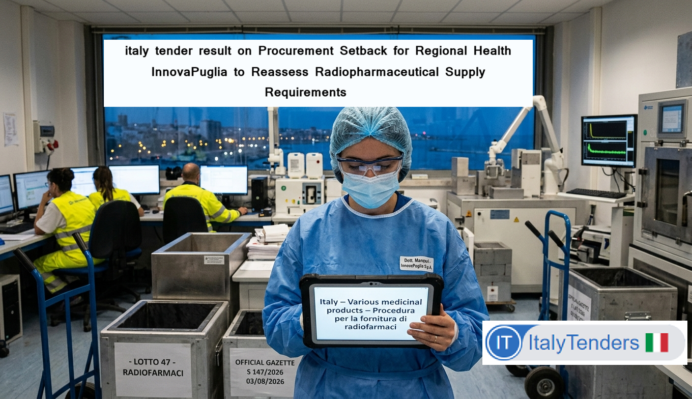 InnovaPuglia Closes Lot 47 of Puglia Radiopharmaceuticals Supply Convention Without Award Due to Change in Needs